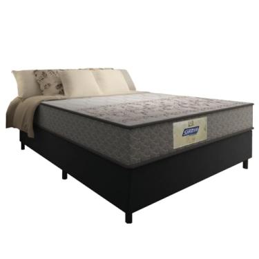 Imagem de Cama Box Casal Colchão Molas Gazin Flora Cinza/Branco 138x188x60cm - Suporta Até 110 Kg Por Pessoa