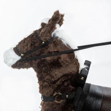 Imagem de Cavalo de Balanço Marrom Madeira resistente Pelúcia Antialérgica Grande Interativo Educativo Equilibrio
