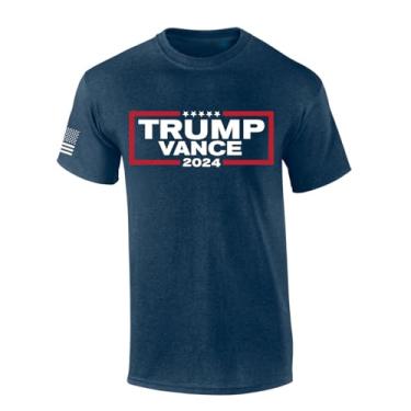 Imagem de Trenz Shirt Company Camiseta de manga curta Trump Vance 2024 Stars, Azul-marinho mesclado, G