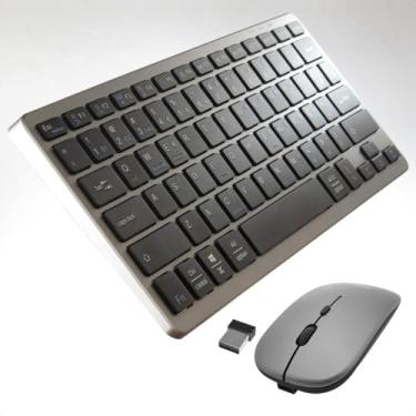 Imagem de Teclado e Mouse Sem Fio para Computador, Preto e Prata