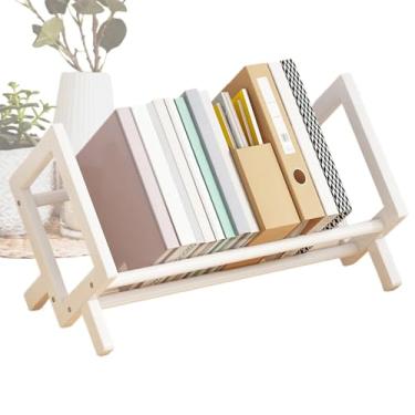 Imagem de Estante de mesa de dormitório,Estante de mesa | Mesa de prateleira decorativa,Organizador de suporte para livros de mesa, rack de armazenamento de livros de mesa, estante inclinada para livros e CDs