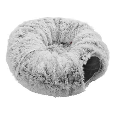 Imagem de Cama Fofa para Animais de Estimação, Túnel para Gatos Com Cama para Gatos, Túnel de Donut Peekaboo de Pelúcia Macia, Esconderijo Multifuncional para Brinquedos de Playground para