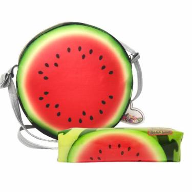 Imagem de Kit Infantil Bolsa e Estojo Melancia Redonda, Magicc Bolsa