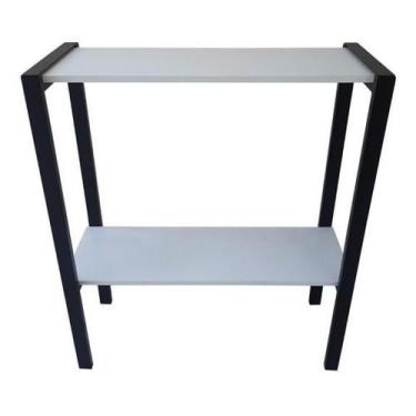Imagem de Aparador Prateleira Dupla Industrial Mônaco Mdf Branco 80Cm - Belolar