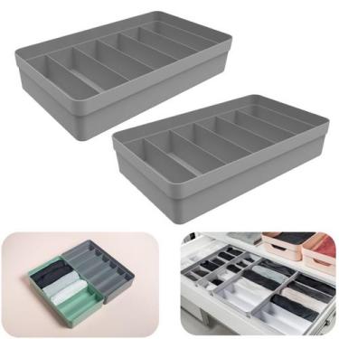 Imagem de Kit 2 Organizador Gaveta Colmeia Grande Plástico Divisor Roupa Íntima 