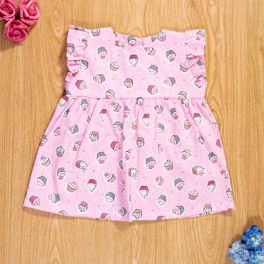 Imagem de Vestido de bebê em tricoline cupcake rosa claro - Era Uma Vez, 6-9M