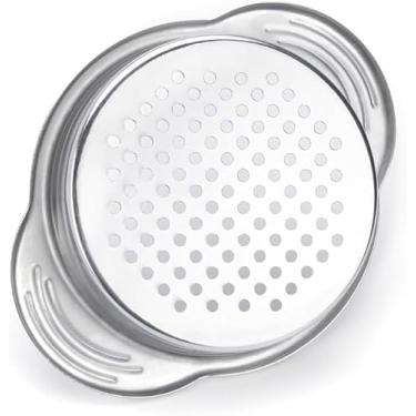 Imagem de Peneira de aço inoxidável para latas de alimentos, filtro de prensa de atum, tampa de enlatada, escorredor de óleo, ferramentas de cozinha para feijão e legumes (prata)