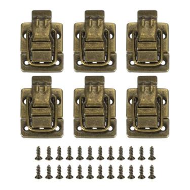 Imagem de PATIKIL Fecho com fecho de fecho, 6 peças, caixas de mala de metal, fivelas, porta-malas, retrô, fecho de ferrolho com parafuso para caixa de madeira, caixa de ferramentas, bronze