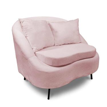 Imagem de Poltrona Decorativa Orgânica Pé Ferro Pto Zaya Bouclê C05 - D`rossi Cor Rose