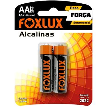 Imagem de Pilha Alcalina Pequena AA Foxlux – Tensão Nominal: 1,5V – Embalagem com 2 pilhas – Alta durabilidade – Livre de mercúrio e cádmio
