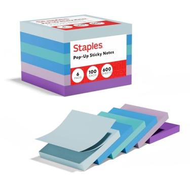 Imagem de Staples Stickies 7,6 cm x 7,6 cm sortidas em aquarela, 6/pacote com 100 blocos de notas