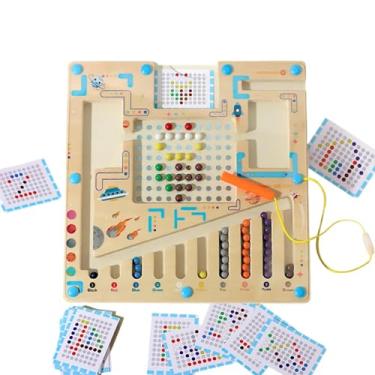 Imagem de Placa de classificação magnética, labirinto magnético de cores,de atividades de correspondência de quebra-cabeça de - Aprendizagem de brinquedos educativos de viagem com motor fino para crianças em id