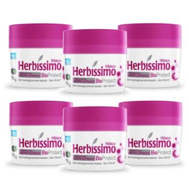 Imagem de Kit 6 desodorante creme herbissimo bioprotect hibisco antitranspirante