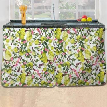 Imagem de Cortina De Pia 1,50x80cm Balcão Cozinha Limão Taiti - De Coração Shop