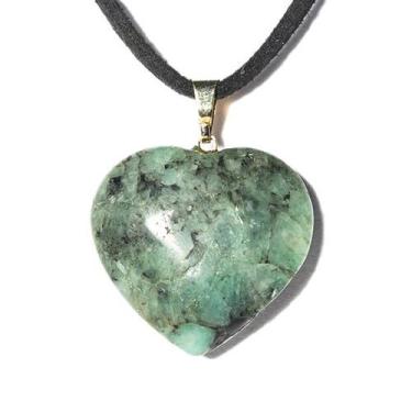 Imagem de Colar Coração Esmeralda Natural 25mm Montagem Banho Dourado - Cristais