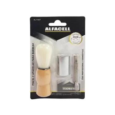 Imagem de Kit Aparelho Barbear Profissional Alfacell + Pincel e Lâmina