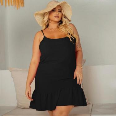Imagem de Vestido Curto Plus Size Vermelho Ciganinha Natal Alça Ajustável Regata