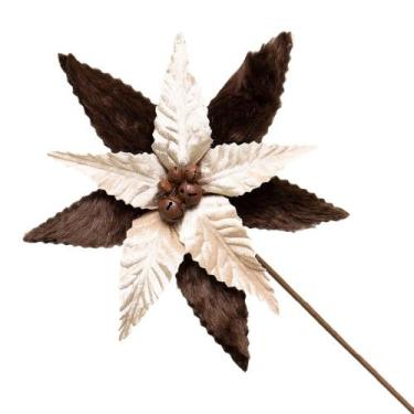 Imagem de Flor de Natal de Pelúcia Champagne 50cm  Natal Formosinha - TOK DA CAS