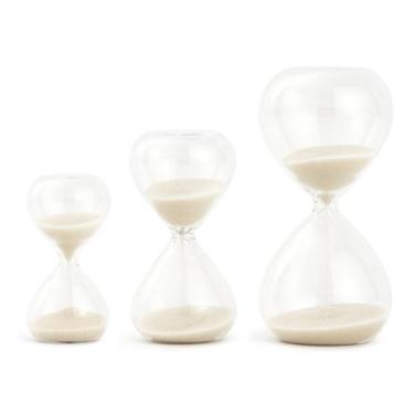 Imagem de Conjunto de Ampulhetas Decorativa Em Vidro Areia Branca Mart 18336