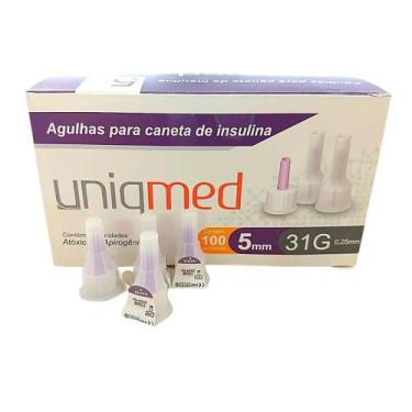 Imagem de Agulha para Caneta de I nsulina 5mm 31G 0,25mm c/ 100 Uniqmed