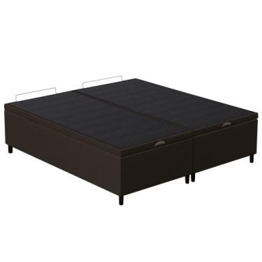 Imagem de Base Cama Box Baú Casal Queen 158cm Hit I02 Suede Marrom - Mpozenato, 