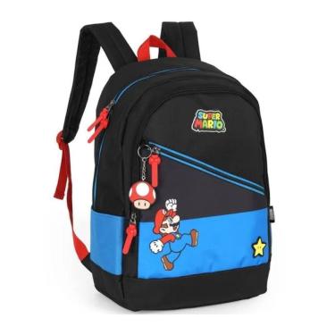Imagem de Mochila De Costas Escolar Super Mario Azul Luxcel