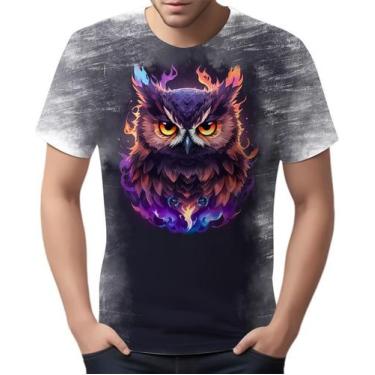Imagem de Camiseta Camisa Estampada Coruja Fogo Ilustração Moda 3 - Enjoy Shop, 