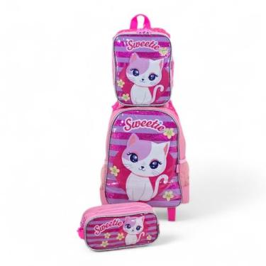 Imagem de Kit mochila mochilete infantil creche maternal rodinha escolar lanchei