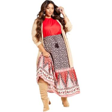 Imagem de AVEOLOGY Saia feminina plus size Eternal Maxi, Flame Brd, 20 Plus