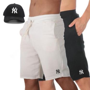 Imagem de Kit 2 Short Praia Bermuda Masculina Moletom Treino Cordao Ajustavel Bo