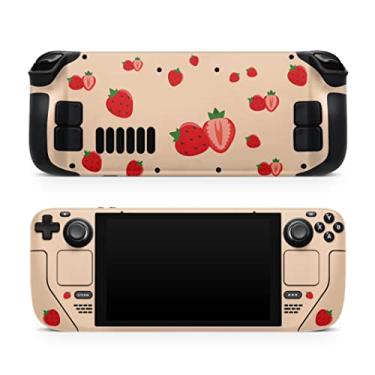 Imagem de TACKY DESIGN Película de morango compatível com Steam Deck Skin LCD e compatível com Steam Deck OLED Skin, decalque de vinil premium cor café 3M capa completa Kawaii, compatível com adesivo Steam Deck