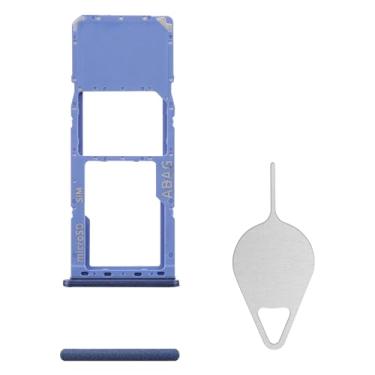 Imagem de BESJMYT Substituição da bandeja do cartão SIM para Samsung Galaxy A21s (versão SIM único) Adaptador de suporte de slot de bandeja de cartão azul com ejetor de agulha para A21s A217M DS