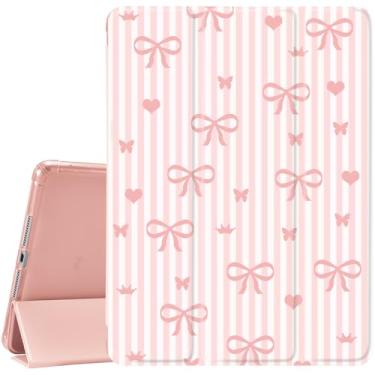 Imagem de JOYLAND Capa rosa para iPad Mini 7 (A17 Pro) 2024/Mini 6 2021-8,3 polegadas, com suporte para lápis - Auto Wake/Sleep, Bow & Love Pattern Anti-riscos à prova de choque Premium Folio Stand Case
