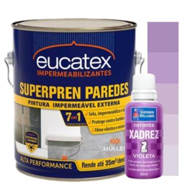 Imagem de Kit Tinta Super Pren Emborrachada Anti Mofo Branca 3,6Kg + Corante Col