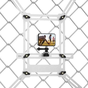Imagem de Suporte de cerca ajustável de 360° para GoPro e Smartphones – Suporte universal de câmera para cercas de elos de corrente, compatível com iPhone, câmeras de ação – perfeito para gravação de beisebol,