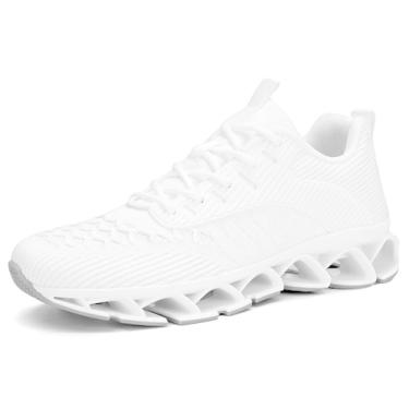 Imagem de Tênis de corrida feminino, de malha respirável, com cadarços, tênis, moda, trabalho, esportes, academia, cross, Z75 branco, 38