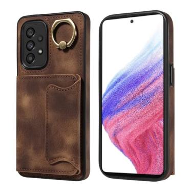 Imagem de Capa de couro para carteira Ring Hoder Card Solt para Samsung Galaxy S23 Ultra S22 Plus A54 a14 A24 A34 A54 A53 A23 Kickstand Phone Case, marrom, para Galaxy A04 (A04S)
