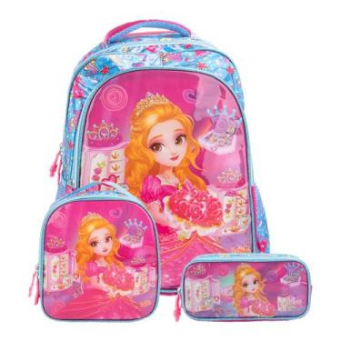 Imagem de Mochila Infantil Escolar Menina Kit Mochila Com Rodinha - OKI-NI, ROSA