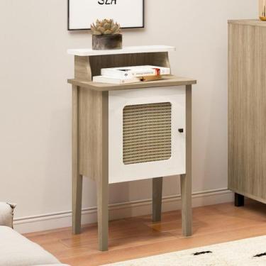 Imagem de Mesa Lateral de Apoio 100% MDF com Porta em Palinha Charlotte - Artely