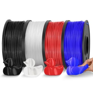 Imagem de JAYO Pacote de filamentos de impressora 3D TPU, filamento TPU macio flexível 95A 1,75 mm, carretel de 250 g, 4 rolos, 1 kg no total, preto + transparente + vermelho + azul