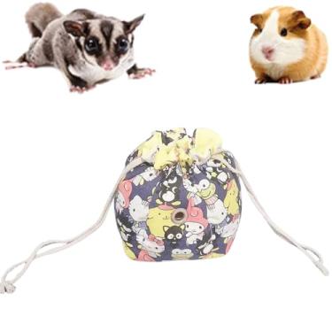 Imagem de Bolsa de cama 2 em 1 para pendurar para cama com rodinhas para acessórios de gaiola, bolsa de transporte para hamster de animais pequenos (amarelo, grande)