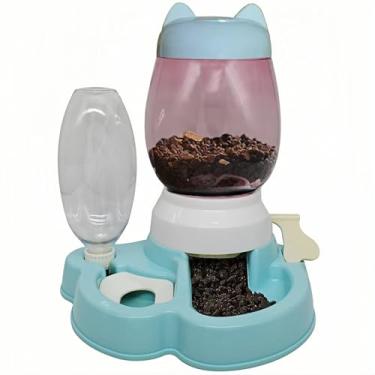 Imagem de GKYZBB Comedouro automático azul para cães e gatos e bebedouro com tigela de ração para animais de estimação pequenos e médios