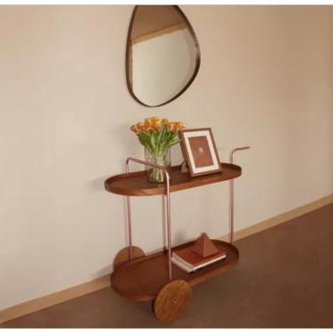 Imagem de Carrinho Bar Adega Prateleiras Laminada Base Aço Rose Gold