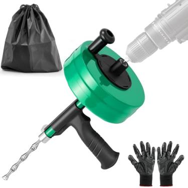 Imagem de Feeloco Removedor de entupimento de drenagem, cobra de drenagem de 1,5 m com acessório de broca, trado de dreno de aço resistente, ferramenta de remoção de entupimento de cobra de encanamento, cobra