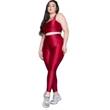 Imagem de Conjunto de Academia Top e Calça New Zig 3D Plus Size Vekyo Alta Compressão Básico Fitness Feminina-Feminino