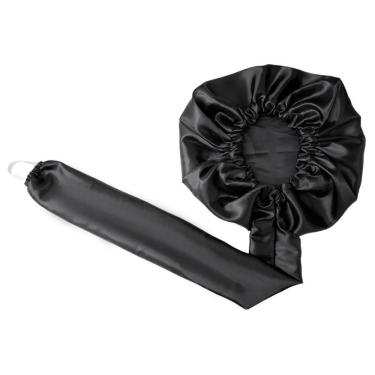 Imagem de Kit 2 Touca Difusora Secadora Cetim Seda Anti Frizz Preta