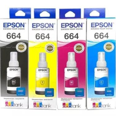 Imagem de Kit 4 Tintas T664 Original para L120 L1300 L395 664 T644 L396 L355 L55