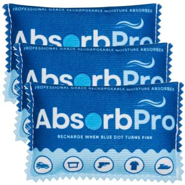Imagem de Absorb Pro Saco Desumidificador Recarregável Pacote com 3 – Absorvedores de Umidade Reutilizáveis de 100 g – Pacotes de Gel de Sílica para Caixotas, Totes, Seguro para Arma, Armazenamento de