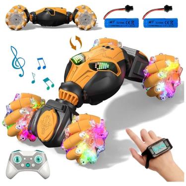 Imagem de Carrinho de Controle Remoto e Sensor de Gestos com Música e Luzes LED para Crianças de 6 a 12 Anos, Axirata, Amarelo