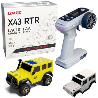 Imagem de Mini Carro RC Crawler 4X4 RTR Escala 1:43 com Controle Remoto 2.4GHz, LDARC X43, Amarelo